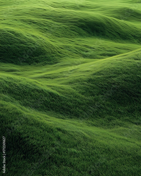 Fototapeta Wavy Textured Grassy Meadow Lawn with Subtle Natural Patterns and Flat Landscape