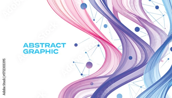 Fototapeta Abstract Fluid Waves with Network Connections, Futuristic Digital Art