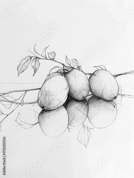 Obraz Minimalistic line art of mangoes