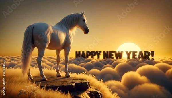 Obraz 2026年_年賀状_素材_横_3D_馬_107