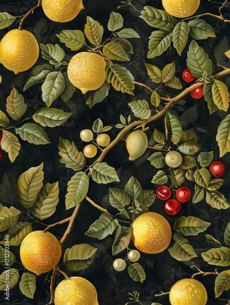 Obraz Abstract wallpaper, the color palette features bright yellows, greens, and reds set against a dark background