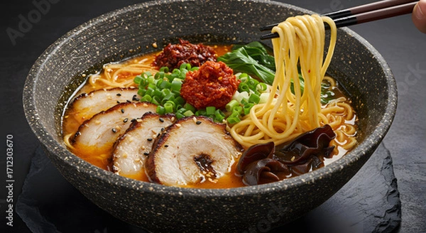 Obraz Delicious Bowl of Ramen with Noodles and Pork