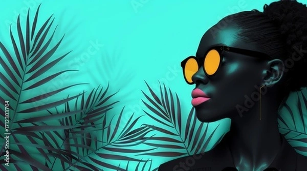 Obraz The illustration combines bold, modern design elements with a minimalist aesthetic, creating a chic and contemporary look.