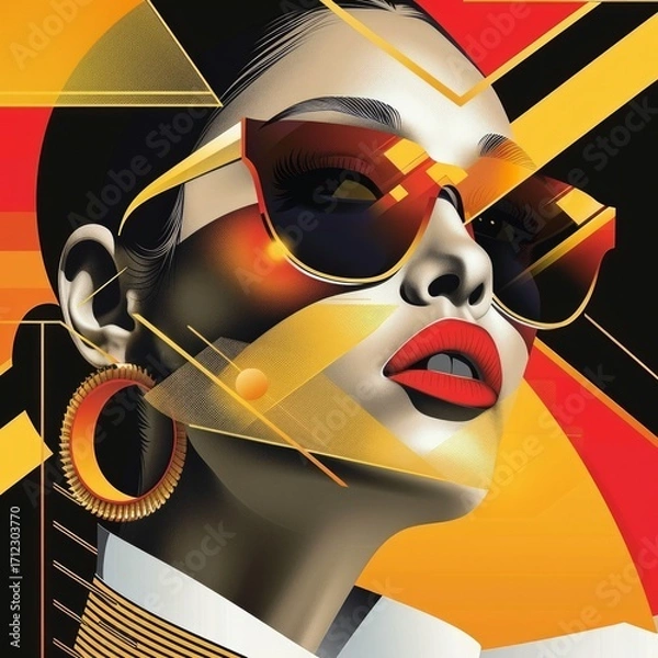 Obraz The illustration combines bold, modern design elements with a minimalist aesthetic, creating a chic and contemporary look.