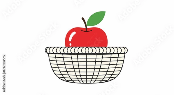 Obraz red apple in a basket