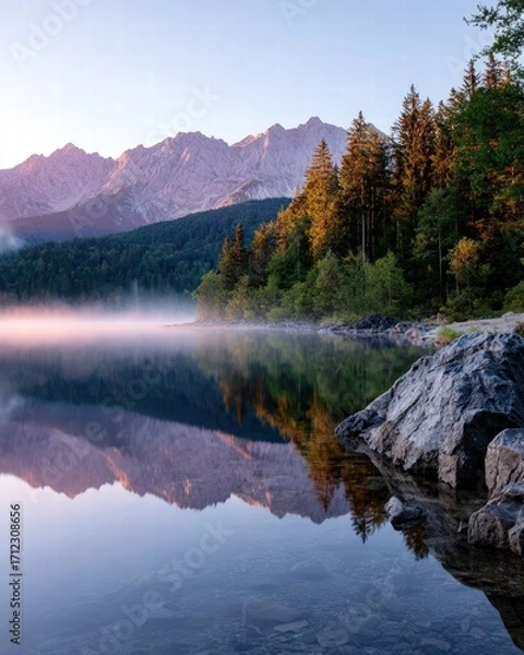 Obraz Serene Mountain Lake with Forest Reflections
