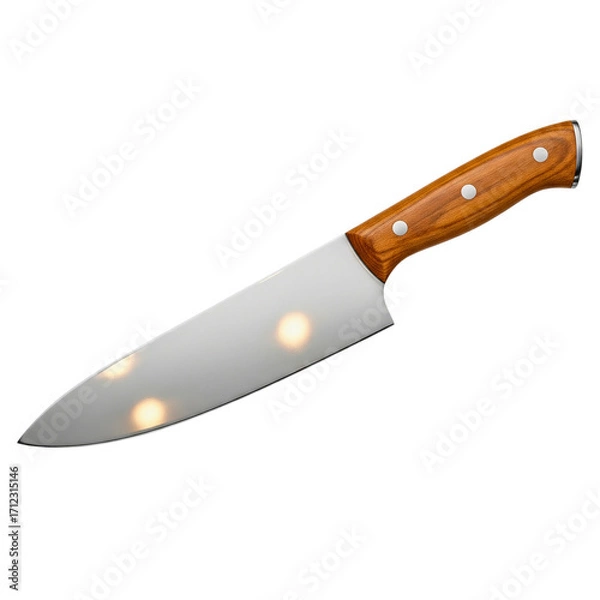 Fototapeta Chef’s Knife with Wooden Handle, isolated on transparent background
