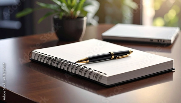 Fototapeta Notepad with pen, Generated image