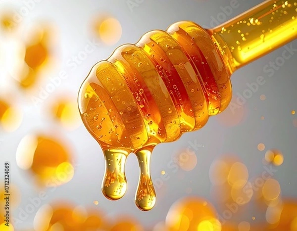 Fototapeta Honey dripping from a dipper