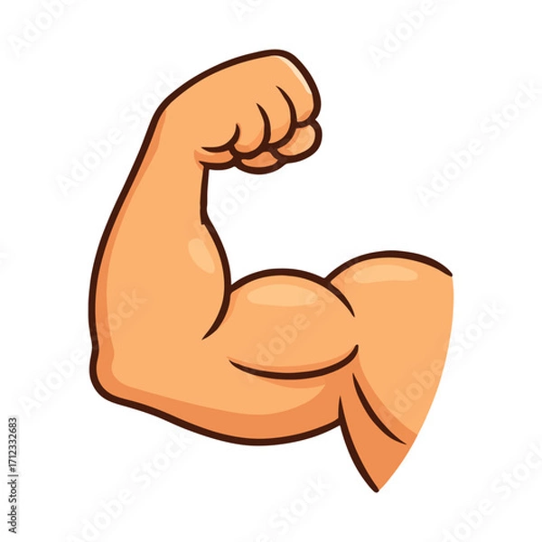 Fototapeta Cartoon vector art of a strong man's muscular arm flexing with a clenched fist