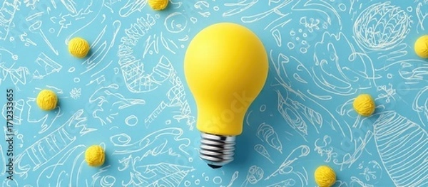 Fototapeta Big Idea Concept with a Central Yellow Lightbulb.