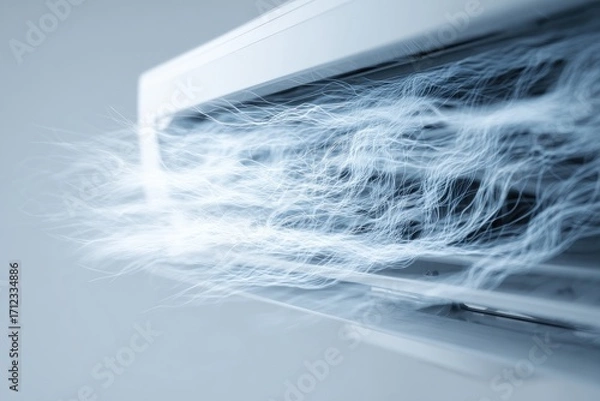 Fototapeta Modern air conditioner unit blowing cool refreshing air stream.