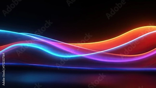 Fototapeta Abstract Neon Waves - Vibrant Colors and Dynamic Motion.