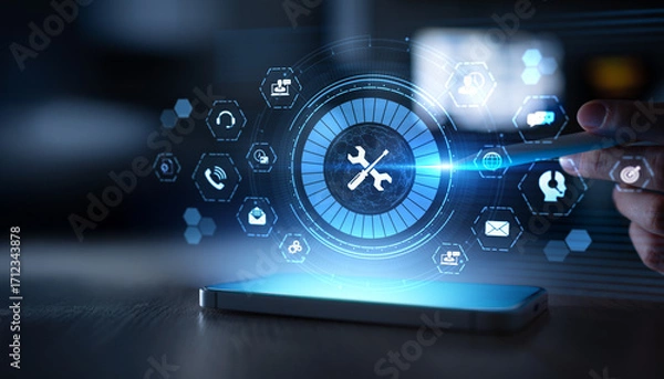 Obraz Technical Support Services and IT Tools Management Illustrated on Digital Interface.