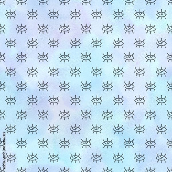Obraz Evil eye seamless pattern. Magic, witchcraft, occult symbol on light blue background.