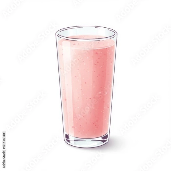 Fototapeta Clear Glass Filled with Refreshing Pink Smoothie on White Background