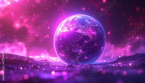 Obraz Cosmic Sphere A mesmerizing view of an otherworldly planet radiating celestial energy and vibrant color against a backdrop of nebulous firefly_6fjwnt_via_RJ_Firefly_Auto