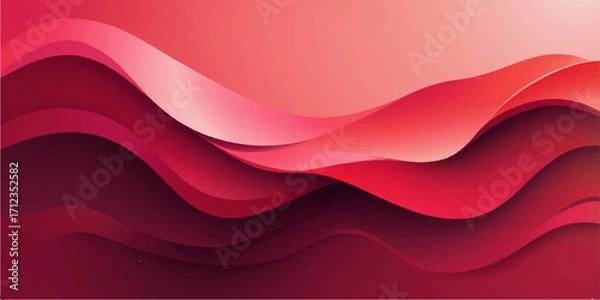 Fototapeta Smooth artistic red and pink waves form a vibrant silk pattern for a futuristic digital background