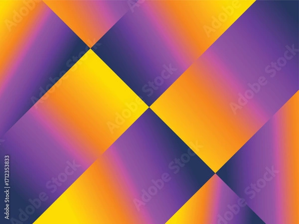 Fototapeta Geometric pattern of purple and orange squares with a gradient effect, creating a vibrant and energetic diagonal composition