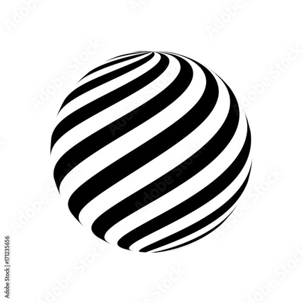 Fototapeta Abstract vector background. 3d sphere. Black and white vector illustration.