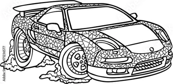 Obraz black and white vector illustration of car on white background. isolated picture