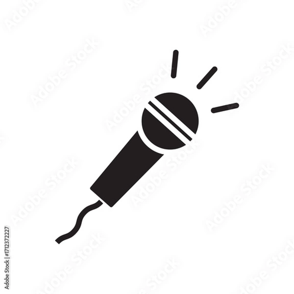 Obraz An icon  of  microphones, one in a solid fill and the other as a line art outline.