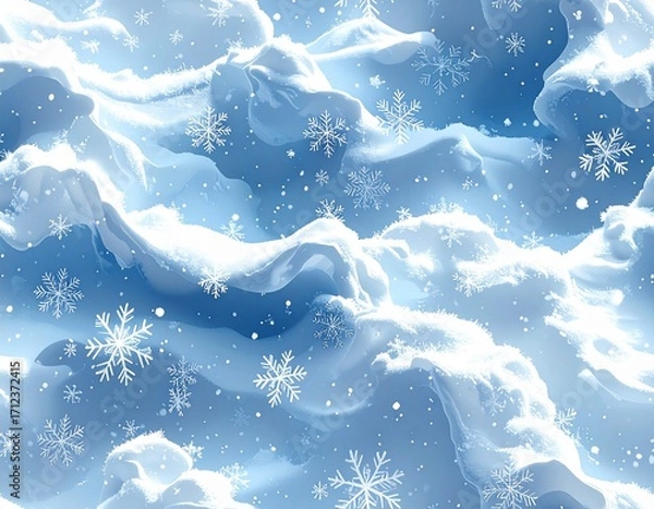 Fototapeta 雪の結晶と雪景色の冬背景セット／Winter Snowflake and Snow Scene Background Set