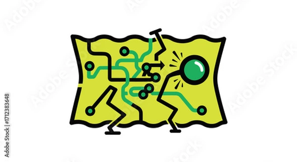 Fototapeta Circuit Board Exploration: Magnifying Glass Inspecting Electronic Pathways.