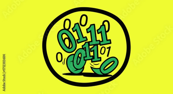 Fototapeta Digital Binary Code Numbers Representing Data and Information.