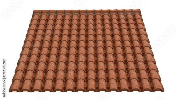 Fototapeta Terra cotta roof tile pattern showcasing textured clay surfaces and geometric arrangement