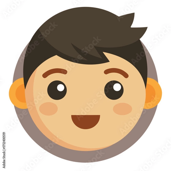 Fototapeta Neutral emoji face emotion expression with simple straight mouth and dot eyes symbol of indifference
