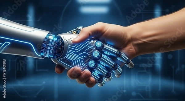 Fototapeta Human-Robot Collaboration A Handshake for the Future