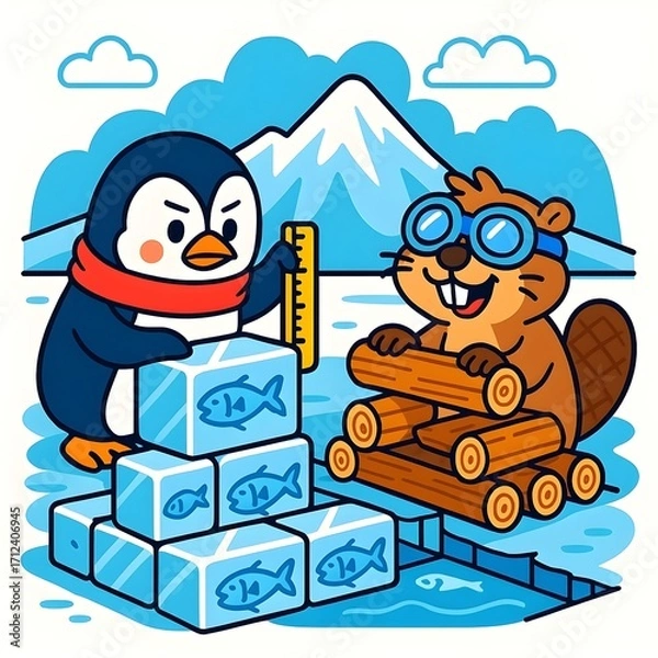 Obraz my blocks from icy fish