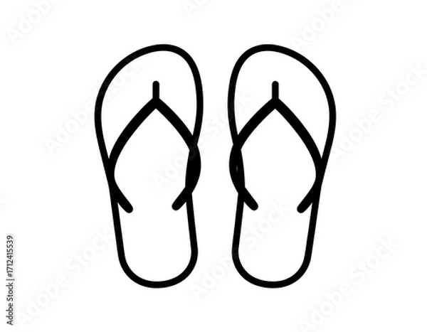 Obraz Simple black and white line drawing of flip-flops