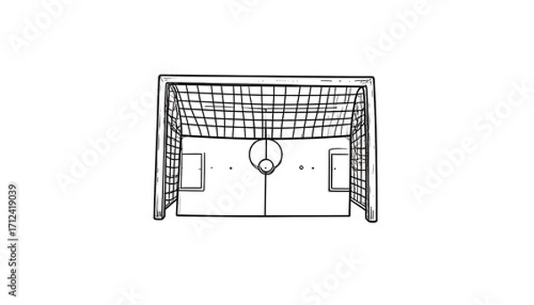 Obraz Simple black and white soccer goal drawing