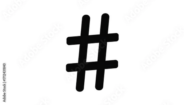 Obraz Simple black hashtag symbol on white background