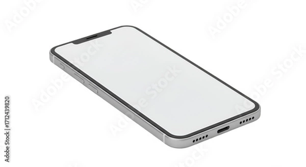 Fototapeta Smartphone Display: A high-angle shot showcases a sleek smartphone, its blank display radiating potential against a clean backdrop. A symbol of connectivity and communication.