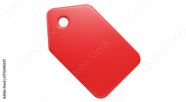 Fototapeta Red Tag Icon: A striking red tag illustration, representing sales, promotions, or product information, perfectly isolated for a clean and versatile visual asset.