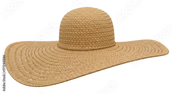 Fototapeta Elegant sun hat with a broad brim. Capturing the essence of warm, bright days