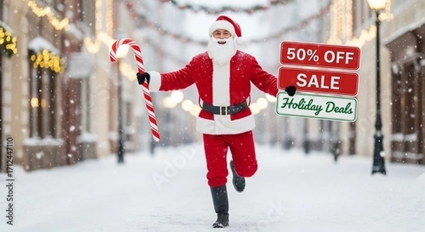 Fototapeta Merry Xmas background, glowing holiday wallpaper, festive stars and snow gradient