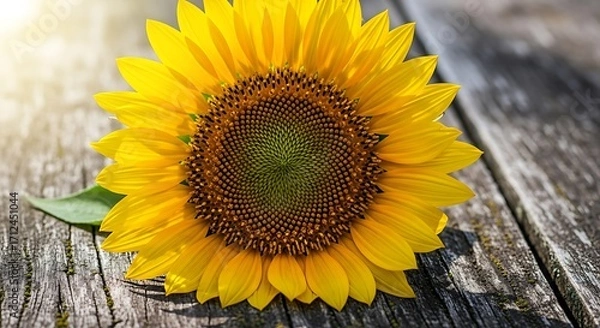 Obraz Beautiful Sunflower on Wooden Surface.