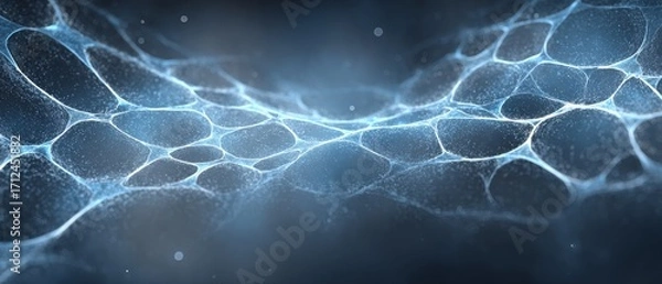 Fototapeta Digital network connection through abstract data visualization virtual environment futuristic viewpoint