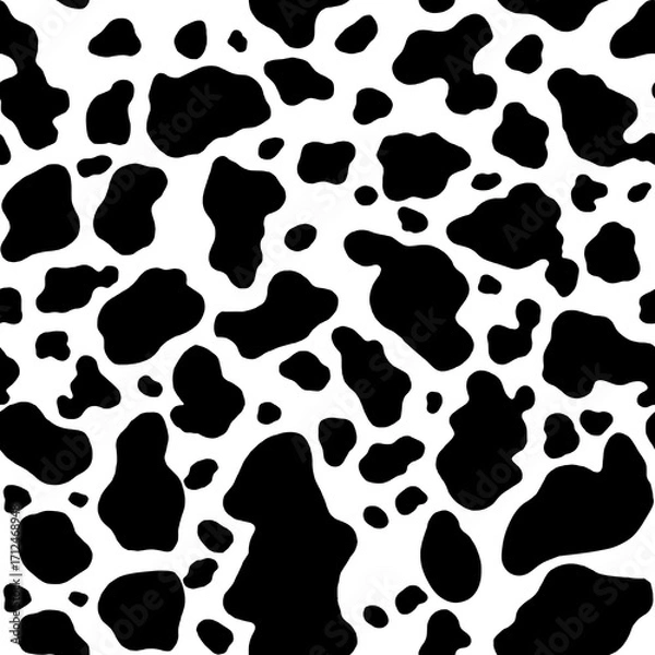 Fototapeta stock photo abstract cow skin seamless pattern, black and white texture textile 