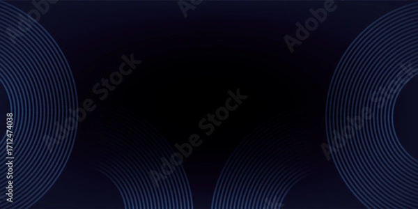 Fototapeta Blue abstract background with glowing circles. Swirl circular lines pattern. Geometric spiral. Twirl element. Modern graphic desi