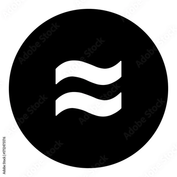 Fototapeta A approximately equal symbol in the center. Isolated white symbol in black circle. Illustration on transparent background