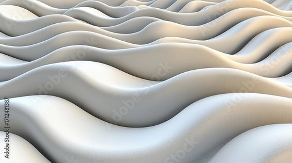 Fototapeta Abstract White Undulating Forms 3D Rendered Textured Landscape