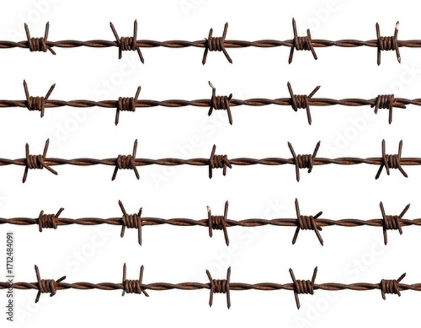 Obraz Rusty barbed wire fence