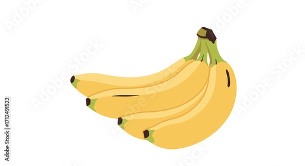 Obraz Bunch of ripe yellow bananas isolated on a white background.