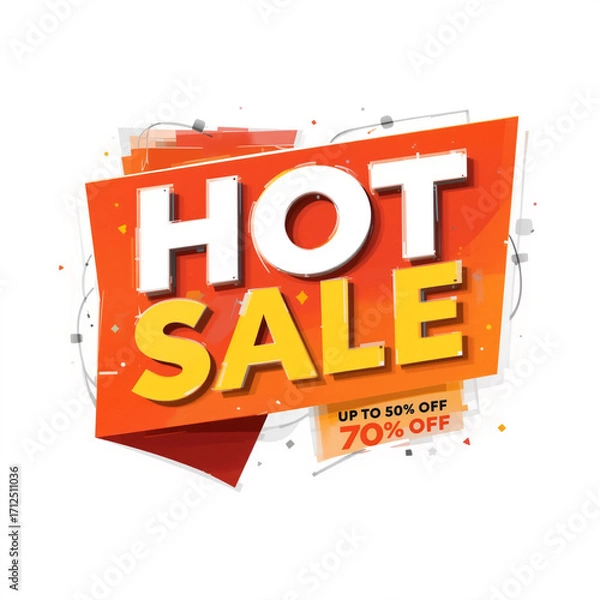 Obraz A vibrant orange and yellow sale banner with text "HOT SALE" and discount percentages.