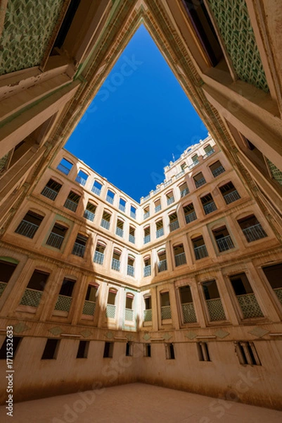 Fototapeta Khaylah Buqshan Palace, a mud-brick residential palace in Khaylah, Yemen's Hadramaut region